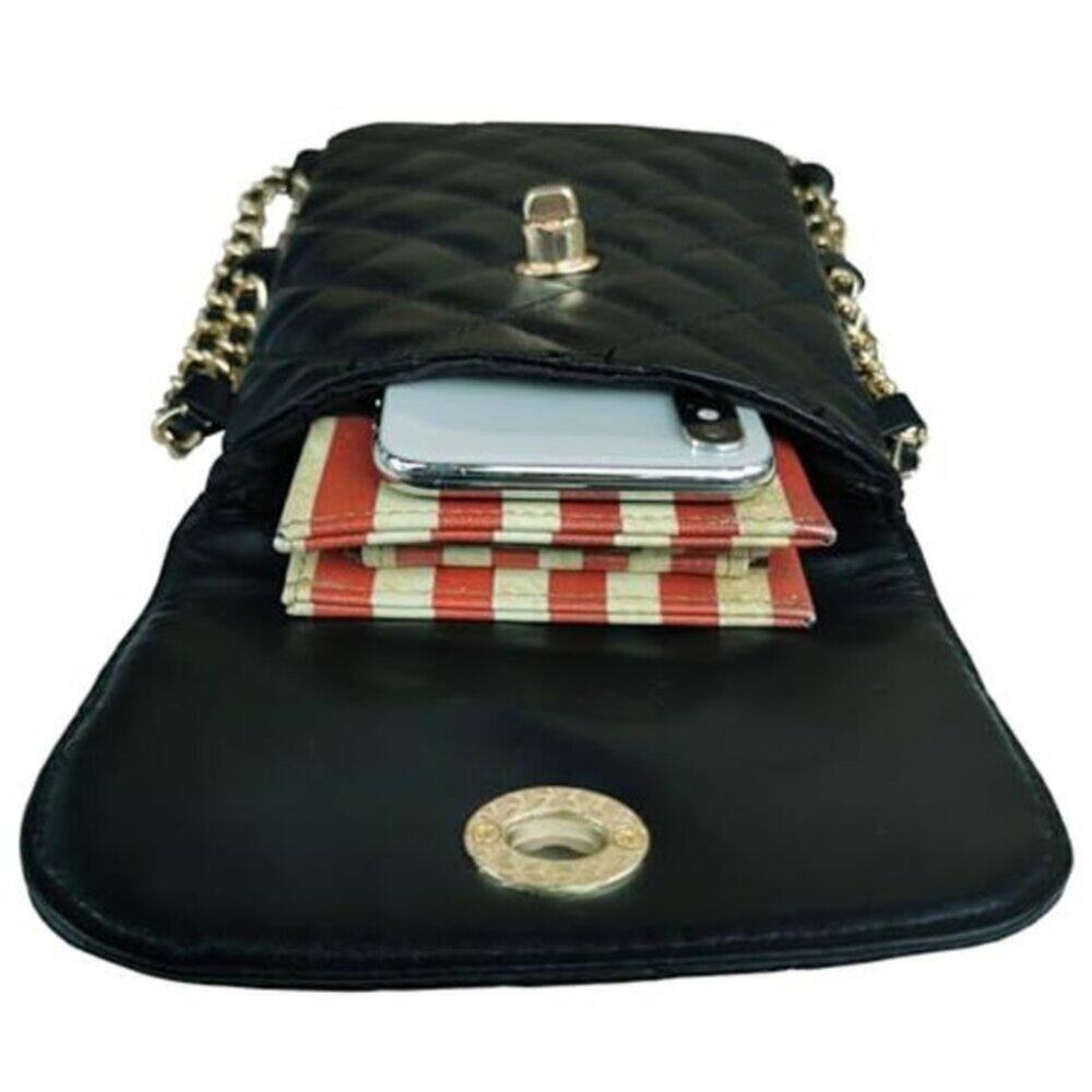 Cell Phone Crossbody Bag Quilted Vegan Leather Phone Purse with Soft Chain - Picture 5 of 13